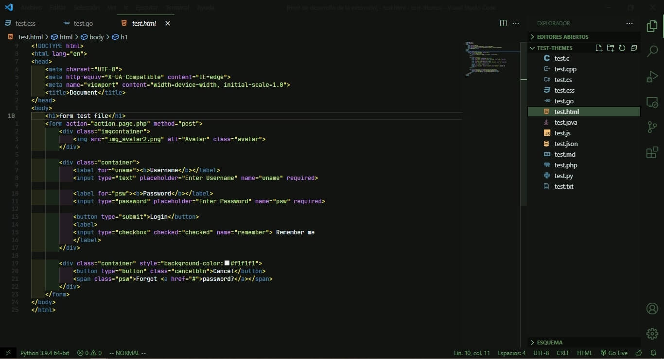 cascada theme in HTML
